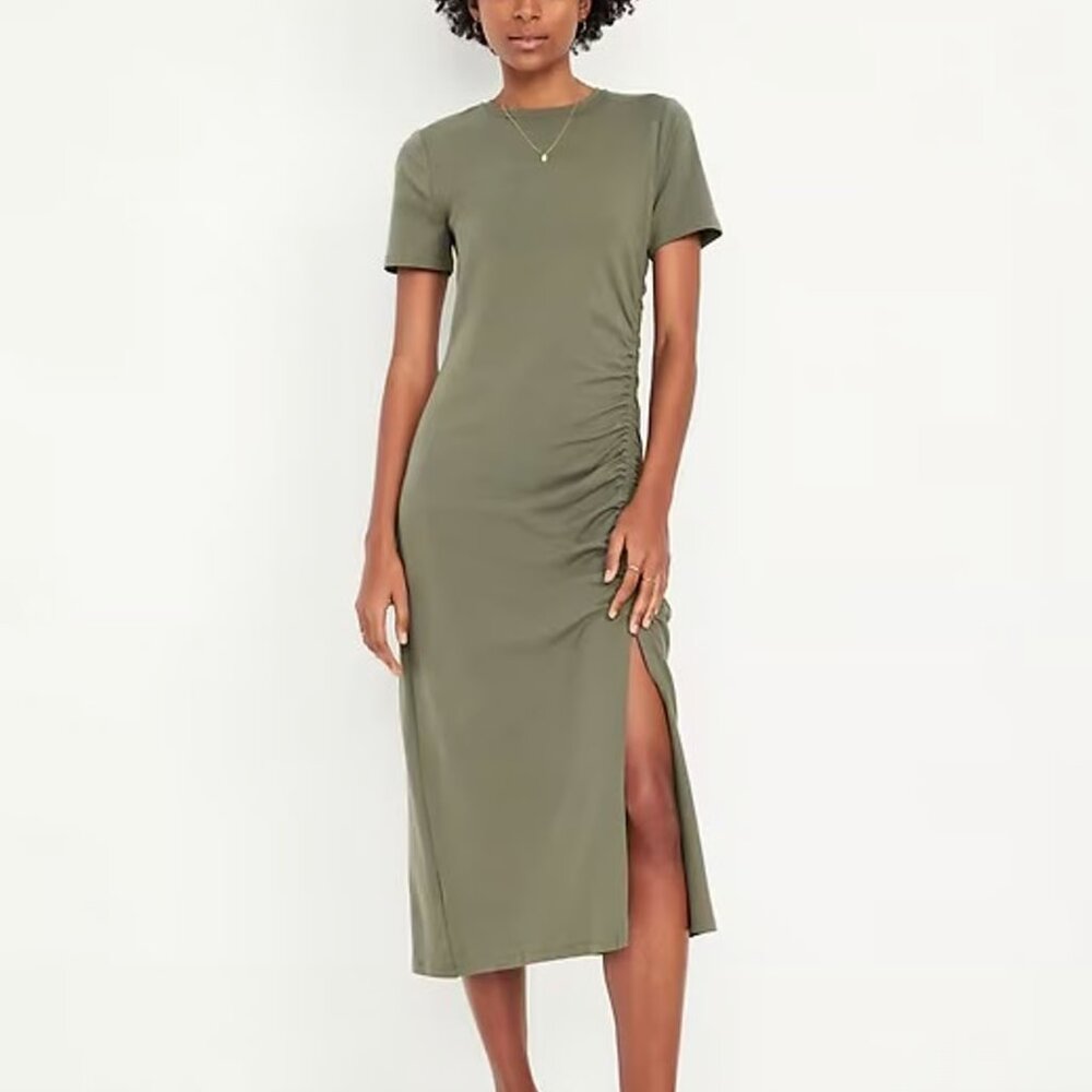 NWT Old Navy Ruched Midi T-Shirt Dress | Size L
